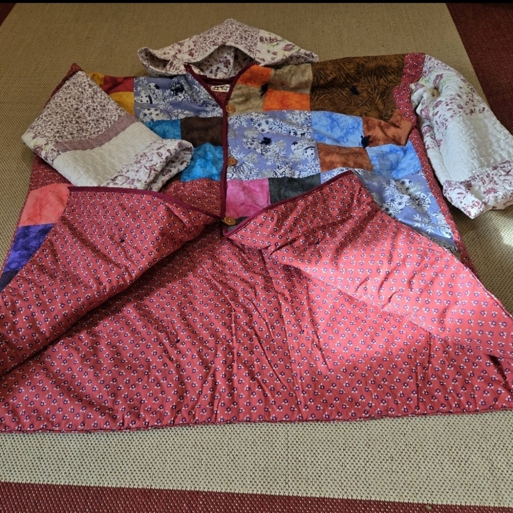 Upcycled Quilt Blanket Coat Sz 2X-3X Handmade Dont Throw It Out - Picture 6 of 7